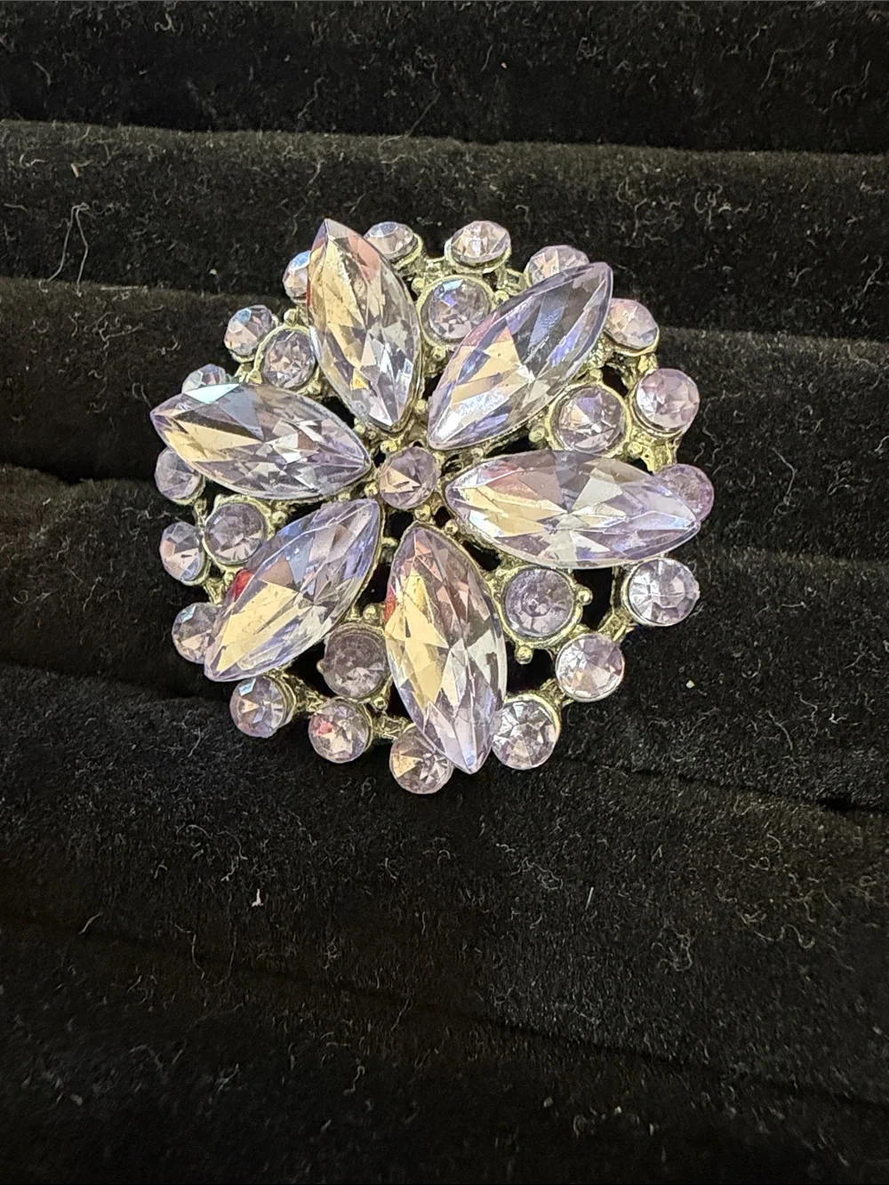Lilac Crystal Floral Brooch Pin - Women Jewelry